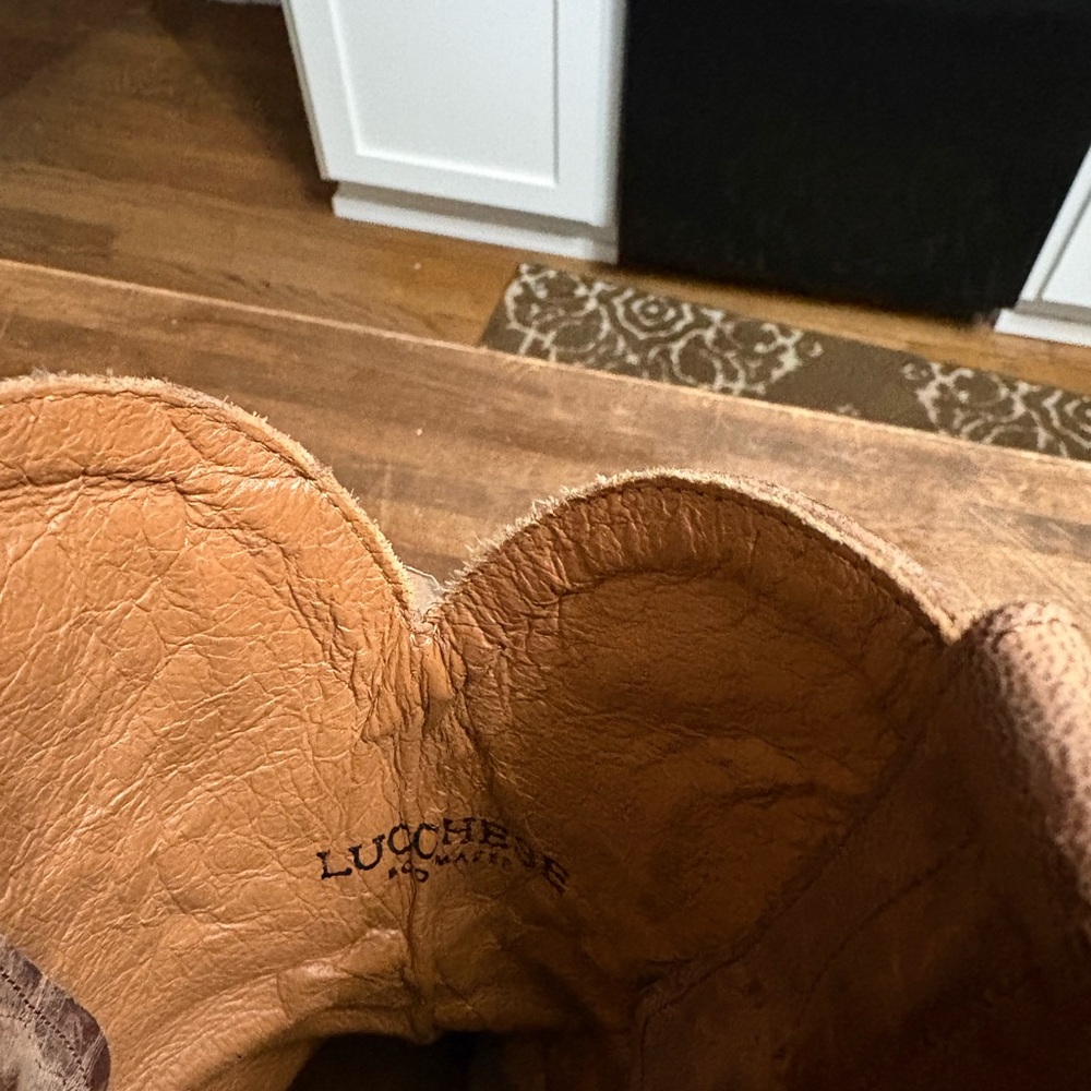 Lucchese Brown Leather Western Heeled Cowboy Boot - Picture 2 of 4